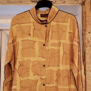 DEBORAH CROSS Wearable Art:  SILK TUNIC/BLOUSE/TOP $350 Sz M-L  Rare,hard-2-find